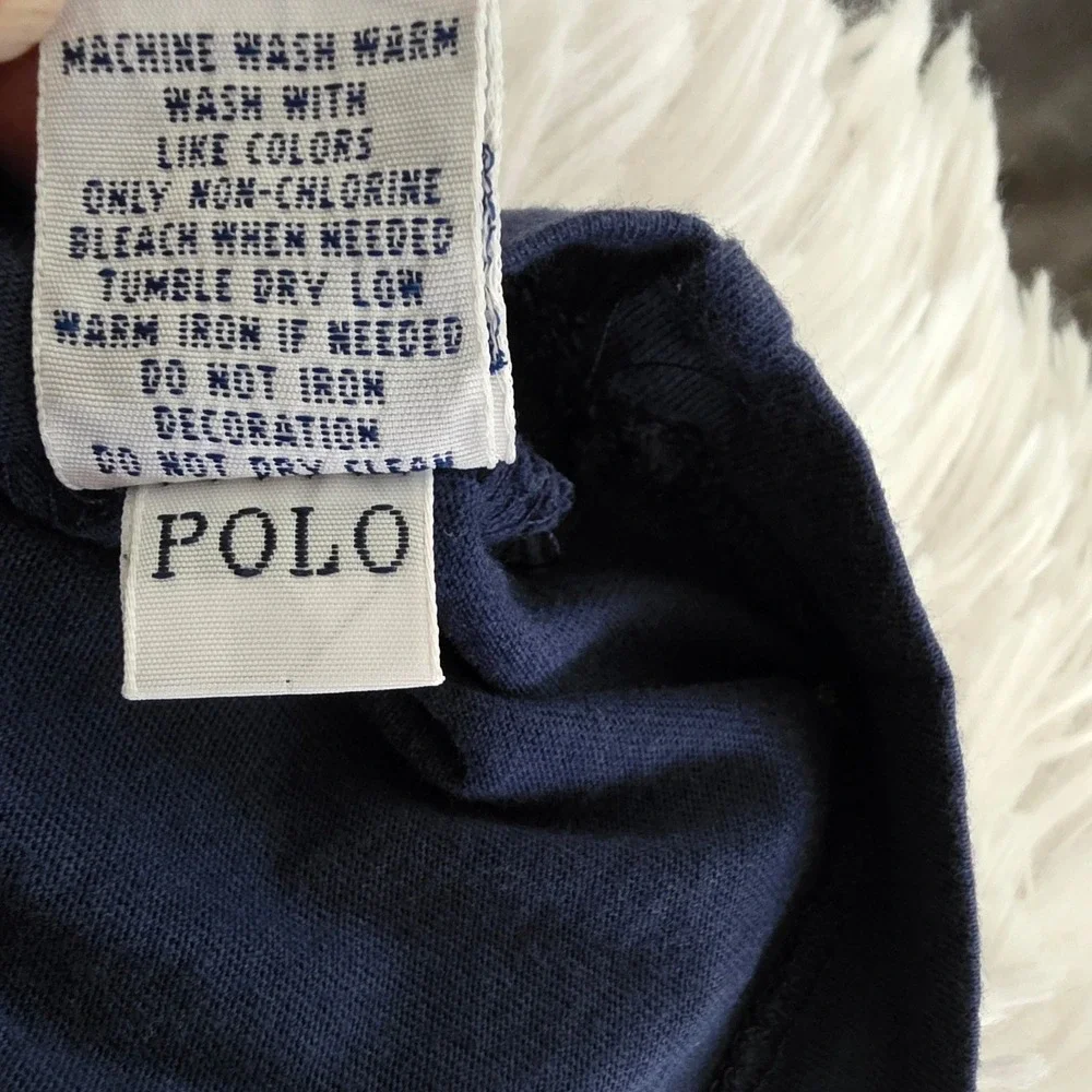 Polo Ralph Lauren Mens 2XB Big Navy Blue V-Neck Short Sleeve Cotton T-Shirt Logo